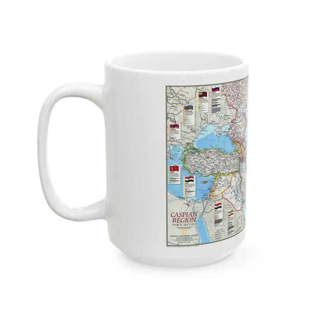 Caspian Region- Promise and Peril (1999) (Map) White Coffee Mug - Go Mug Yourself