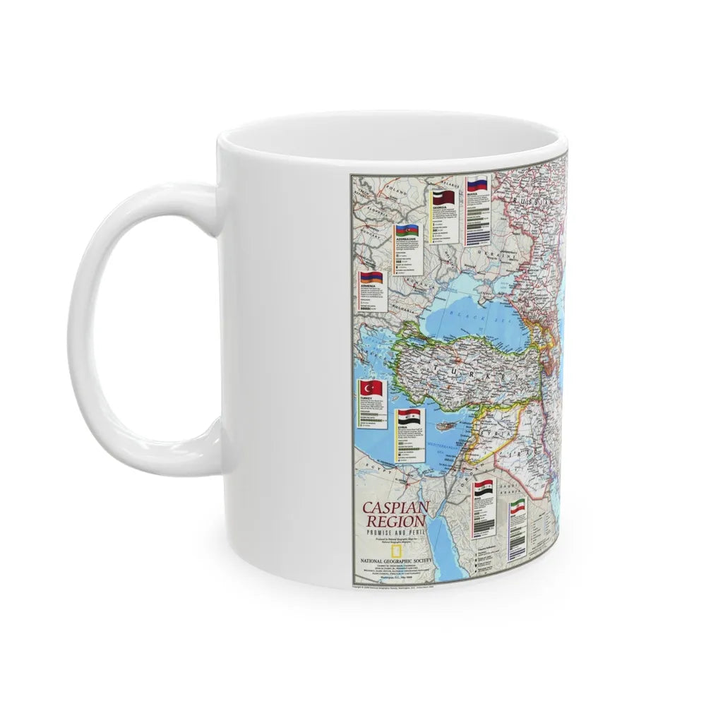 Caspian Region- Promise and Peril (1999) (Map) White Coffee Mug-Go Mug Yourself