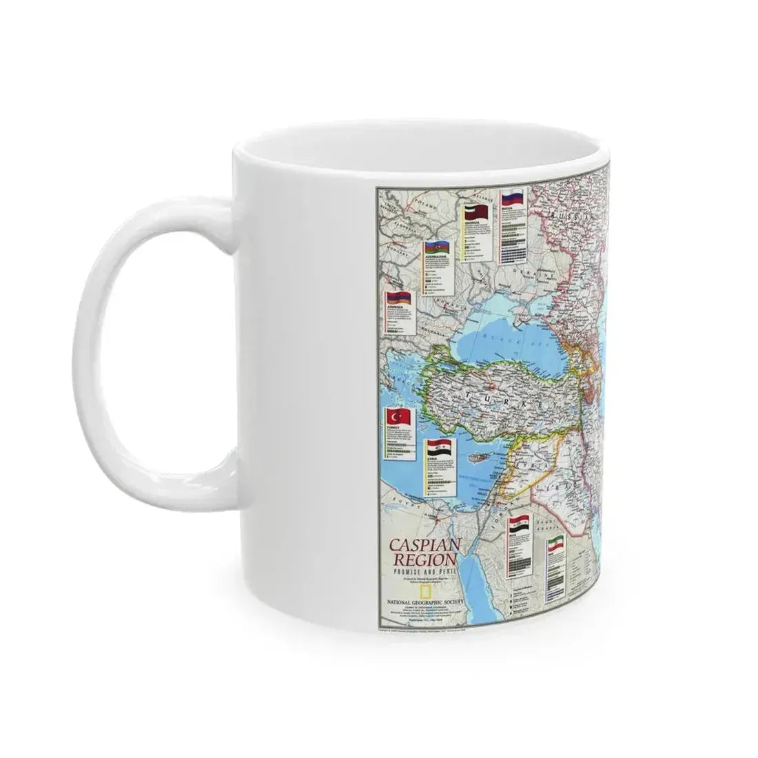 Caspian Region- Promise and Peril (1999) (Map) White Coffee Mug - Go Mug Yourself