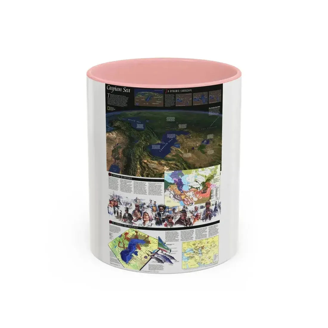 Caspian Sea (1999) (Map) Accent Coffee Mug 11oz Pink - Go Mug Yourself