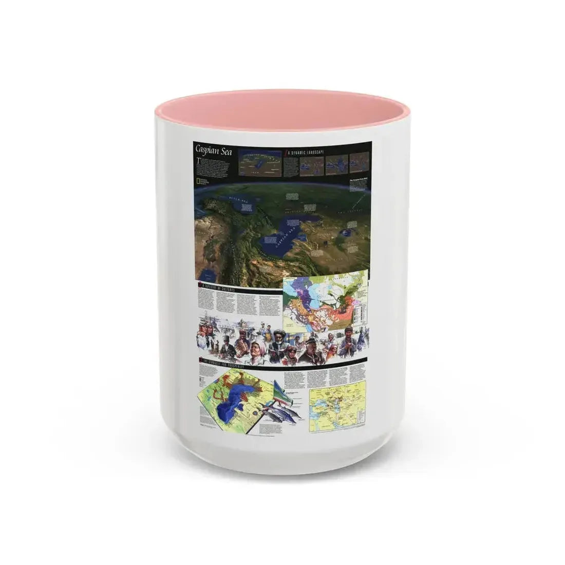 Caspian Sea (1999) (Map) Accent Coffee Mug 15oz Pink - Go Mug Yourself