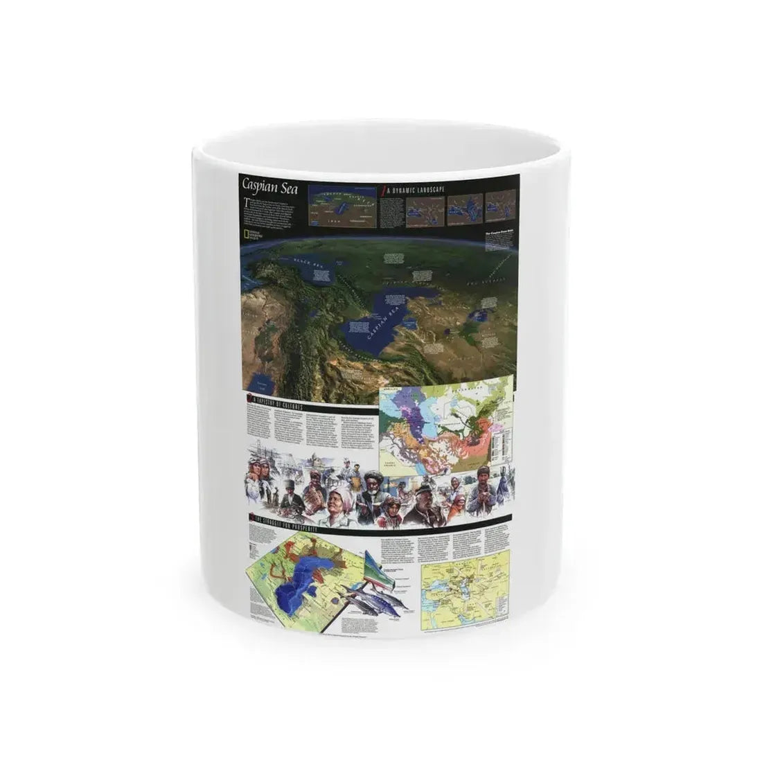 Caspian Sea (1999) (Map) White Coffee Mug 11oz - Go Mug Yourself
