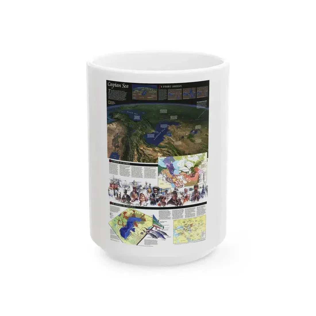 Caspian Sea (1999) (Map) White Coffee Mug 15oz - Go Mug Yourself