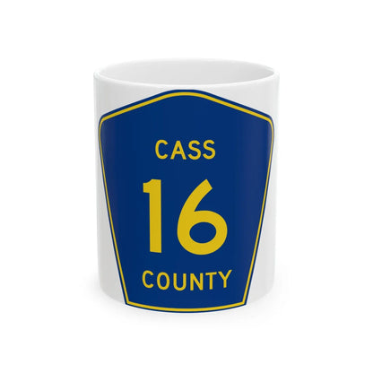 Cass County Route 16 ND (North Dakota) (Road Sign) White Coffee Mug 11oz - Go Mug Yourself