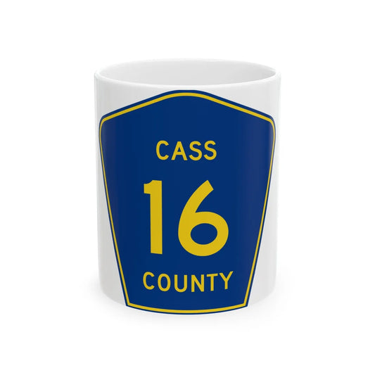 Cass County Route 16 ND (North Dakota) (Road Sign) White Coffee Mug 11oz - Go Mug Yourself