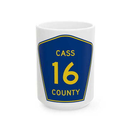 Cass County Route 16 ND (North Dakota) (Road Sign) White Coffee Mug 15oz - Go Mug Yourself
