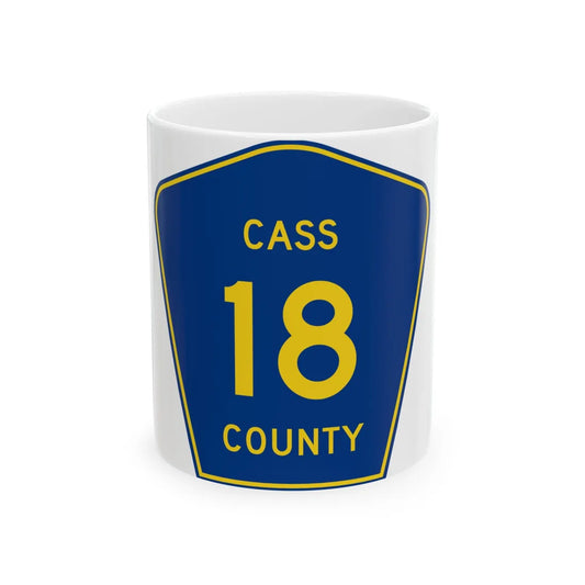 Cass County Route 18 ND (North Dakota) (Road Sign) White Coffee Mug 11oz - Go Mug Yourself