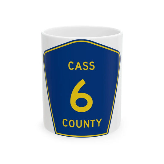 Cass County Route 6 ND (North Dakota) (Road Sign) White Coffee Mug 11oz - Go Mug Yourself