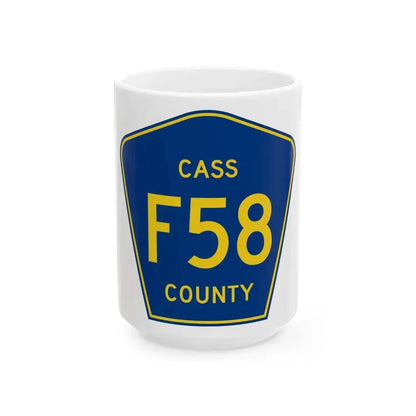 Cass County Route F58 IA (Iowa) (Road Sign) White Coffee Mug 15oz - Go Mug Yourself