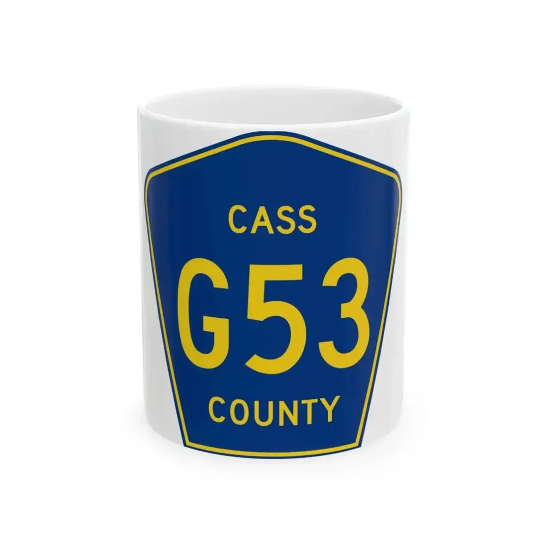 Cass County Route G53 IA (Iowa) (Road Sign) White Coffee Mug 11oz - Go Mug Yourself