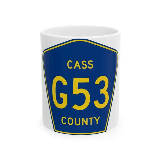 Cass County Route G53 IA (Iowa) (Road Sign) White Coffee Mug 11oz - Go Mug Yourself
