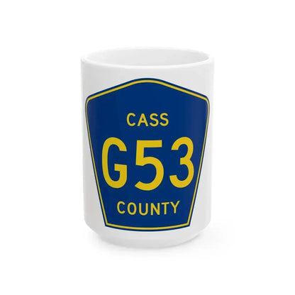 Cass County Route G53 IA (Iowa) (Road Sign) White Coffee Mug 15oz - Go Mug Yourself
