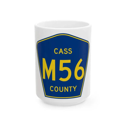Cass County Route M56 IA (Iowa) (Road Sign) White Coffee Mug 15oz - Go Mug Yourself