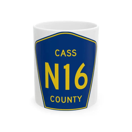 Cass County Route N16 IA (Iowa) (Road Sign) White Coffee Mug 11oz - Go Mug Yourself