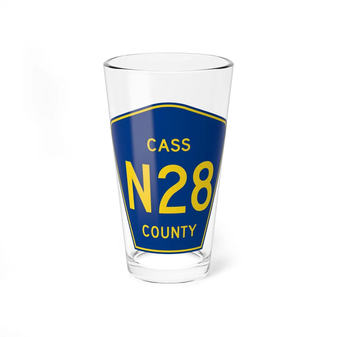 Cass County Route N28 IA (Iowa) (Road Sign) Pint Glass 16oz 16oz - Go Mug Yourself