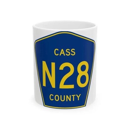 Cass County Route N28 IA (Iowa) (Road Sign) White Coffee Mug 11oz - Go Mug Yourself