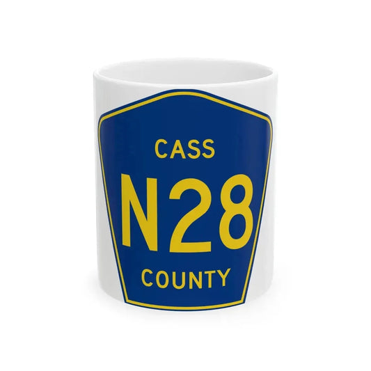 Cass County Route N28 IA (Iowa) (Road Sign) White Coffee Mug 11oz - Go Mug Yourself