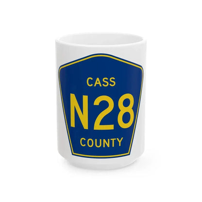 Cass County Route N28 IA (Iowa) (Road Sign) White Coffee Mug 15oz - Go Mug Yourself