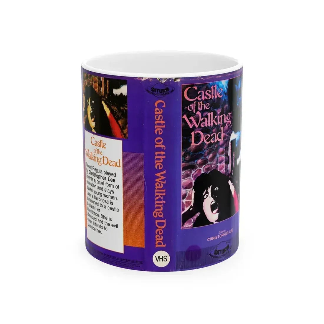CASTLE OF THE WALKING DEAD (VHS COVER) - White Coffee Mug 11oz - Go Mug Yourself