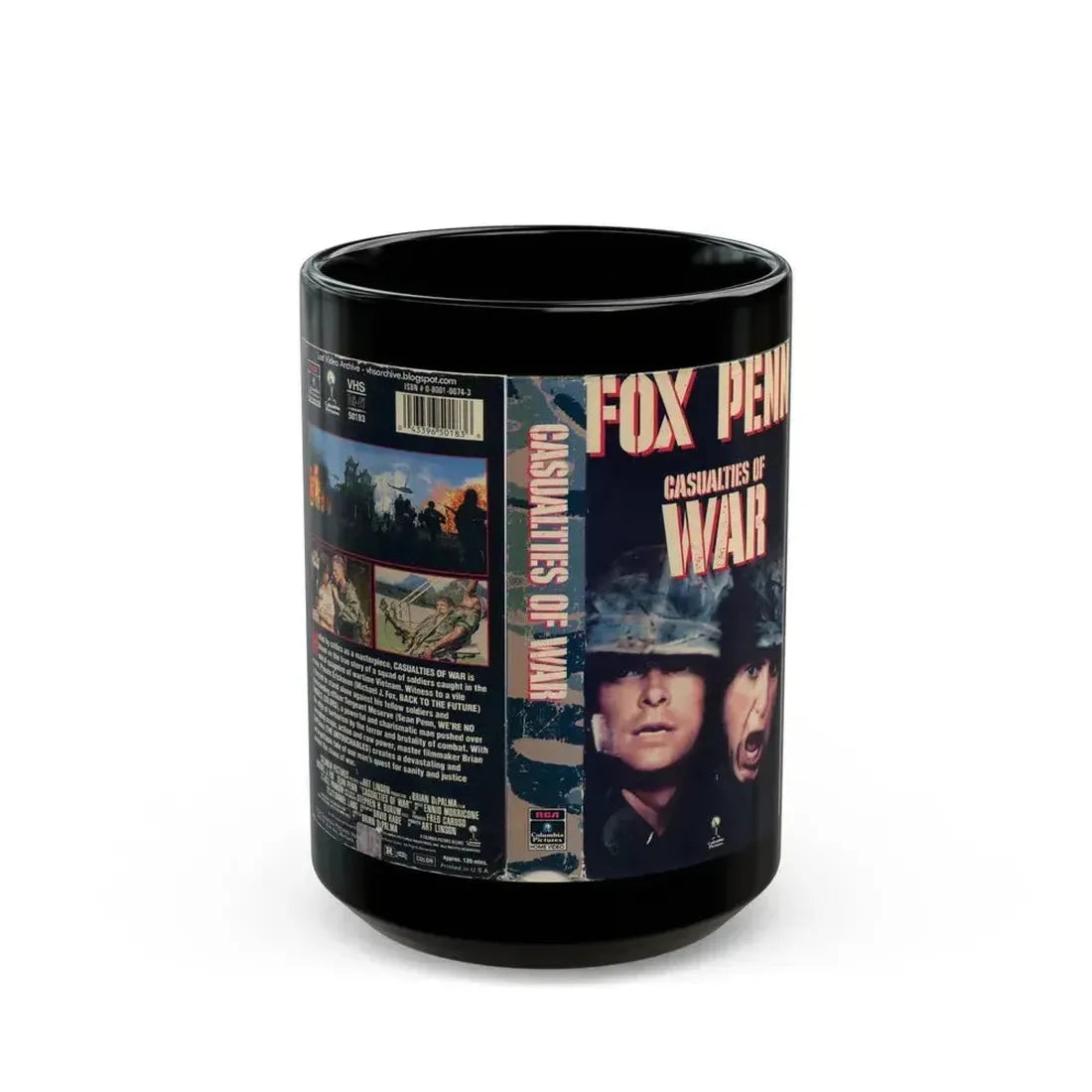 CASUALTIES OF WAR (VHS COVER) - Black Coffee Mug 15oz - Go Mug Yourself