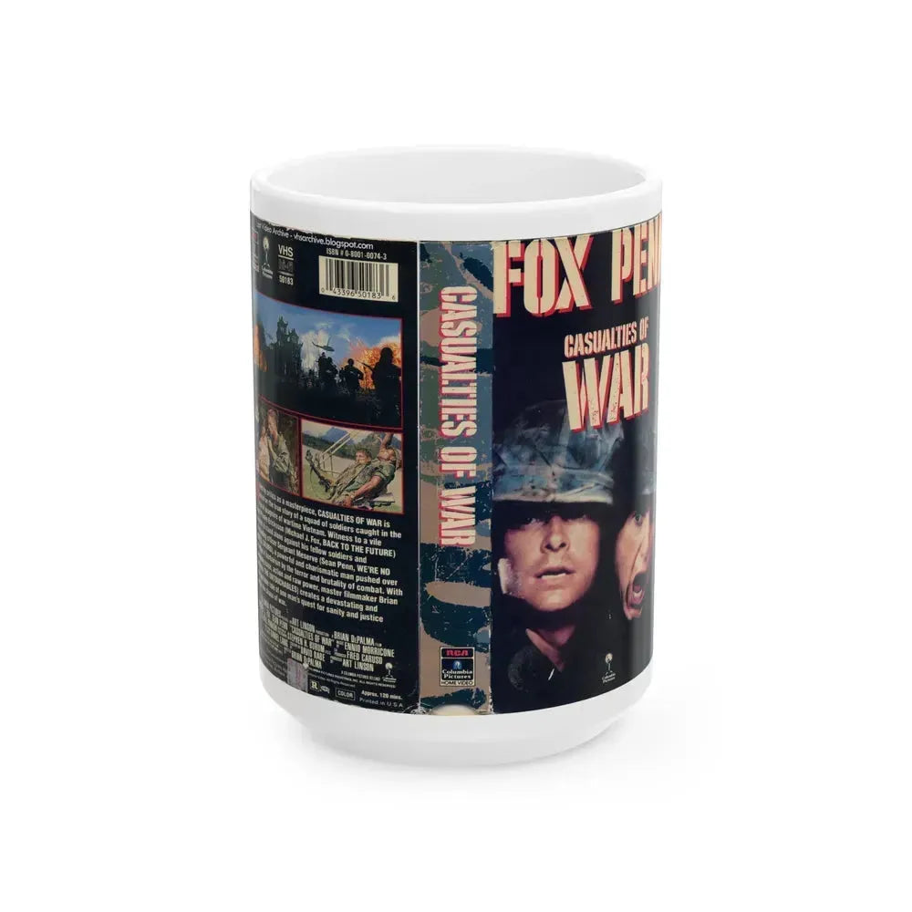 CASUALTIES OF WAR (VHS COVER) - White Coffee Mug 15oz - Go Mug Yourself