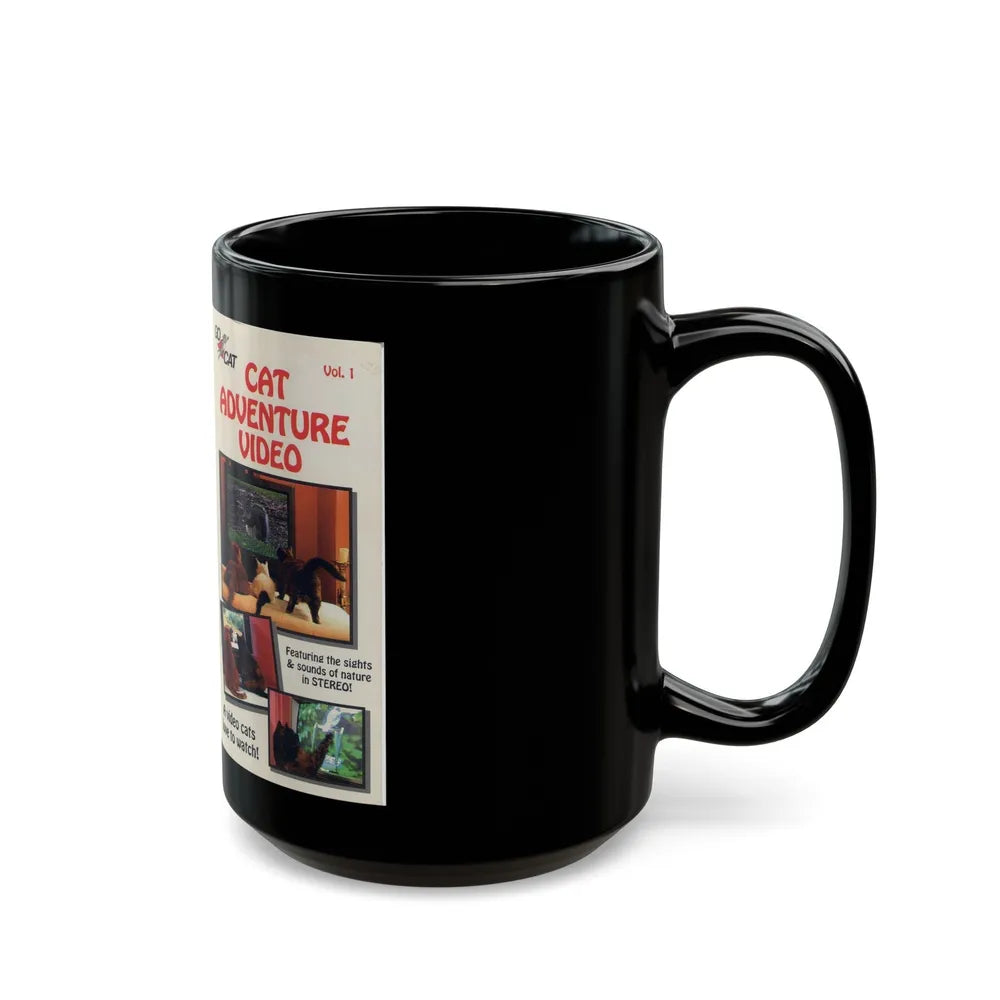 CAT ADVENTURE VIDEO (VHS COVER) - Black Coffee Mug-Go Mug Yourself