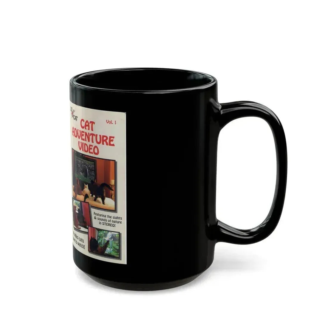 CAT ADVENTURE VIDEO (VHS COVER) - Black Coffee Mug - Go Mug Yourself