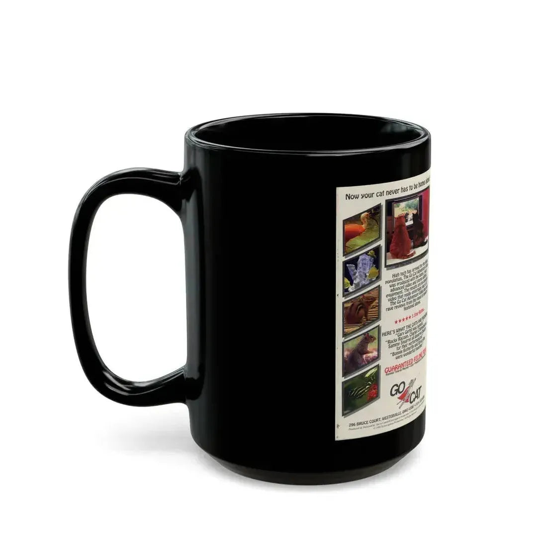 CAT ADVENTURE VIDEO (VHS COVER) - Black Coffee Mug - Go Mug Yourself
