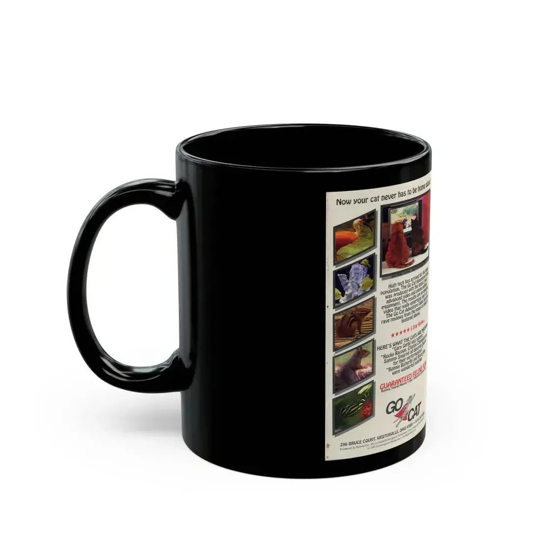 CAT ADVENTURE VIDEO (VHS COVER) - Black Coffee Mug - Go Mug Yourself