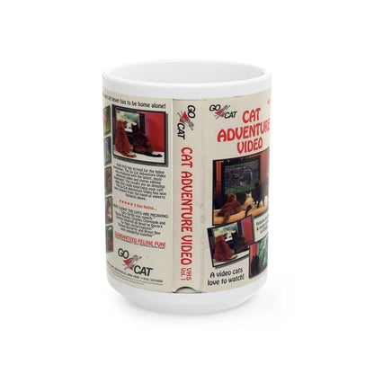 CAT ADVENTURE VIDEO (VHS COVER) - White Coffee Mug-15oz-Go Mug Yourself