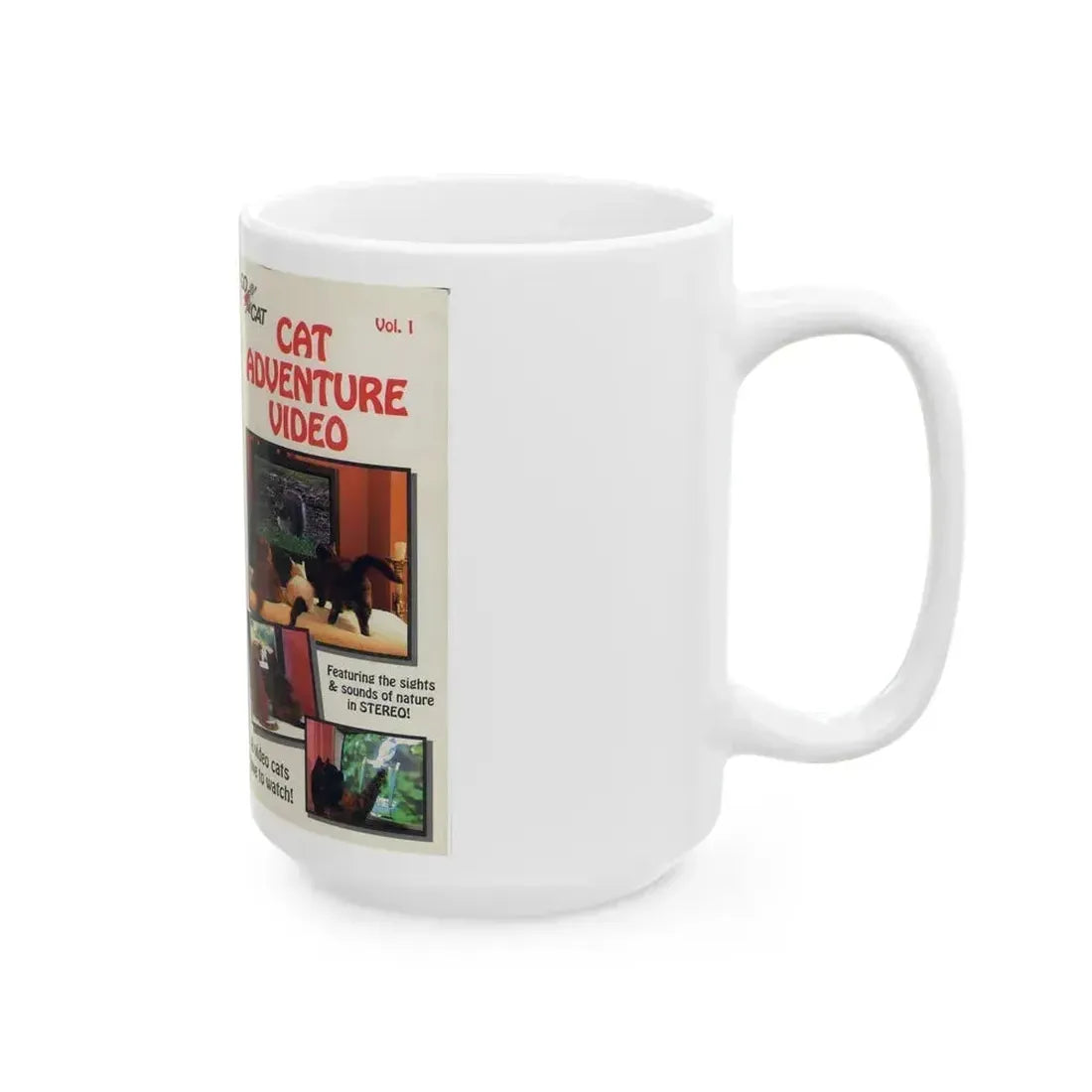 CAT ADVENTURE VIDEO (VHS COVER) - White Coffee Mug - Go Mug Yourself