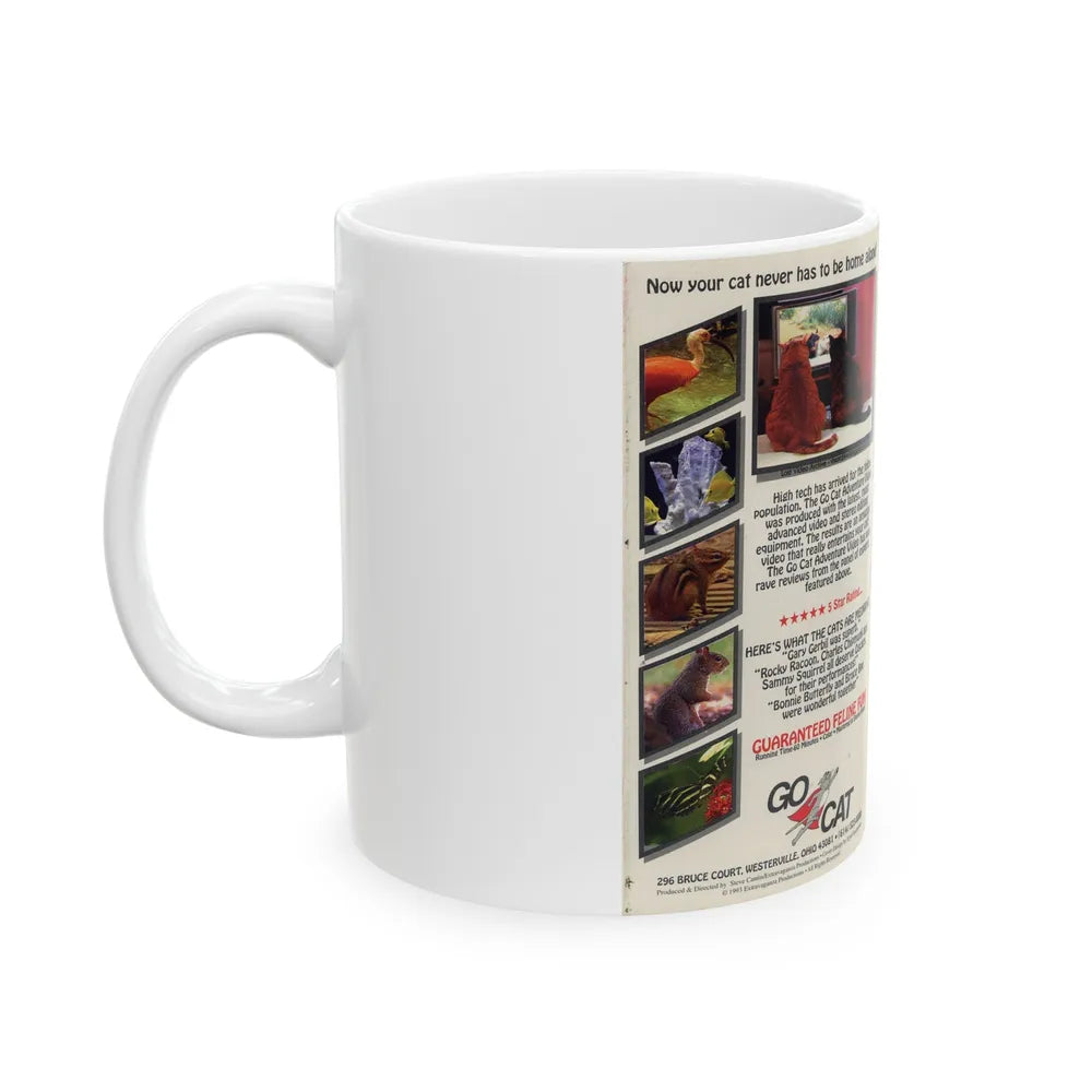 CAT ADVENTURE VIDEO (VHS COVER) - White Coffee Mug-Go Mug Yourself