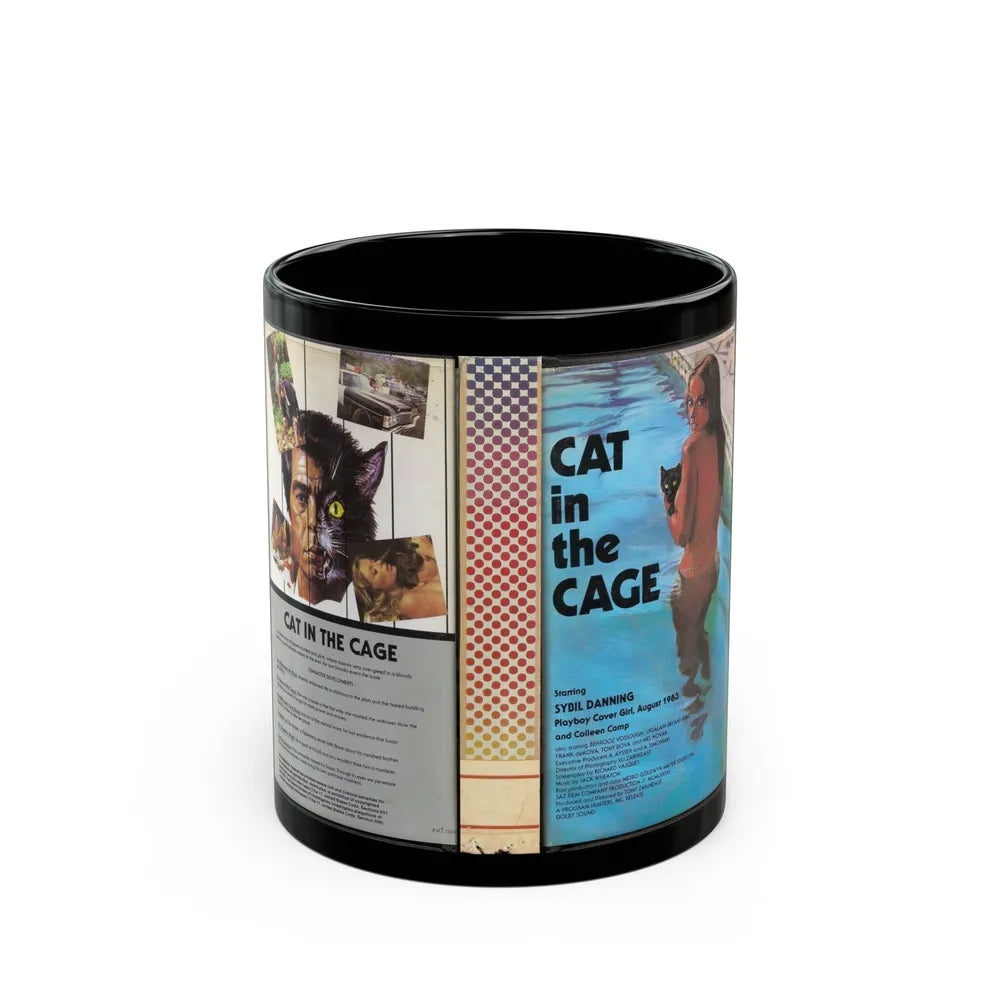 CAT IN THE CAGE (VHS COVER) - Black Coffee Mug-11oz-Go Mug Yourself