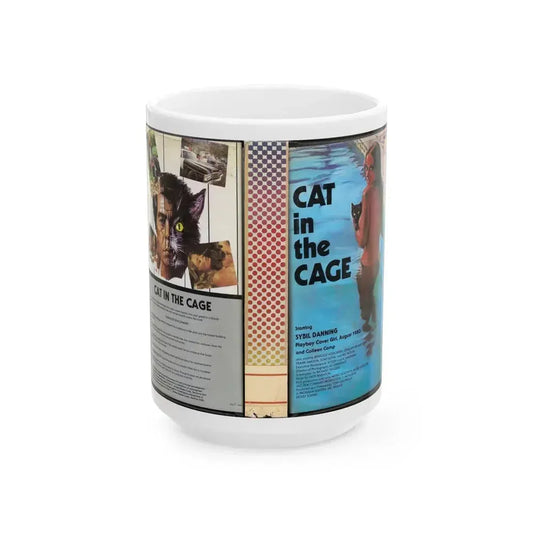 CAT IN THE CAGE (VHS COVER) - White Coffee Mug 15oz - Go Mug Yourself