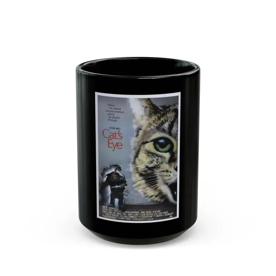 CAT'S EYE 1985 Movie Poster - Black Coffee Mug 15oz - Go Mug Yourself