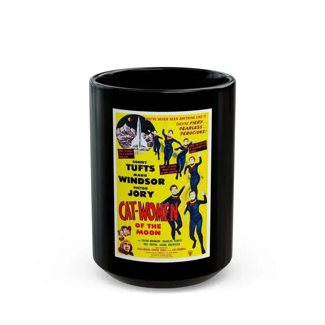CAT-WOMEN OF THE MOON 1953 Movie Poster - Black Coffee Mug 15oz - Go Mug Yourself