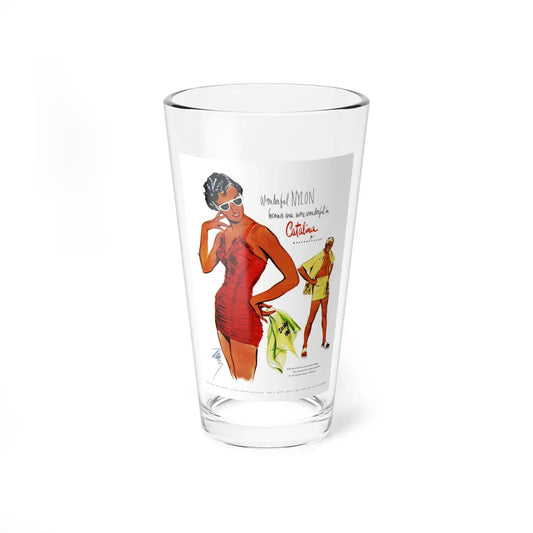 Catalina ad, Harpers Bazaar, January 1950 (Magazine Illustration) Pint Glass 16oz-16oz-Go Mug Yourself