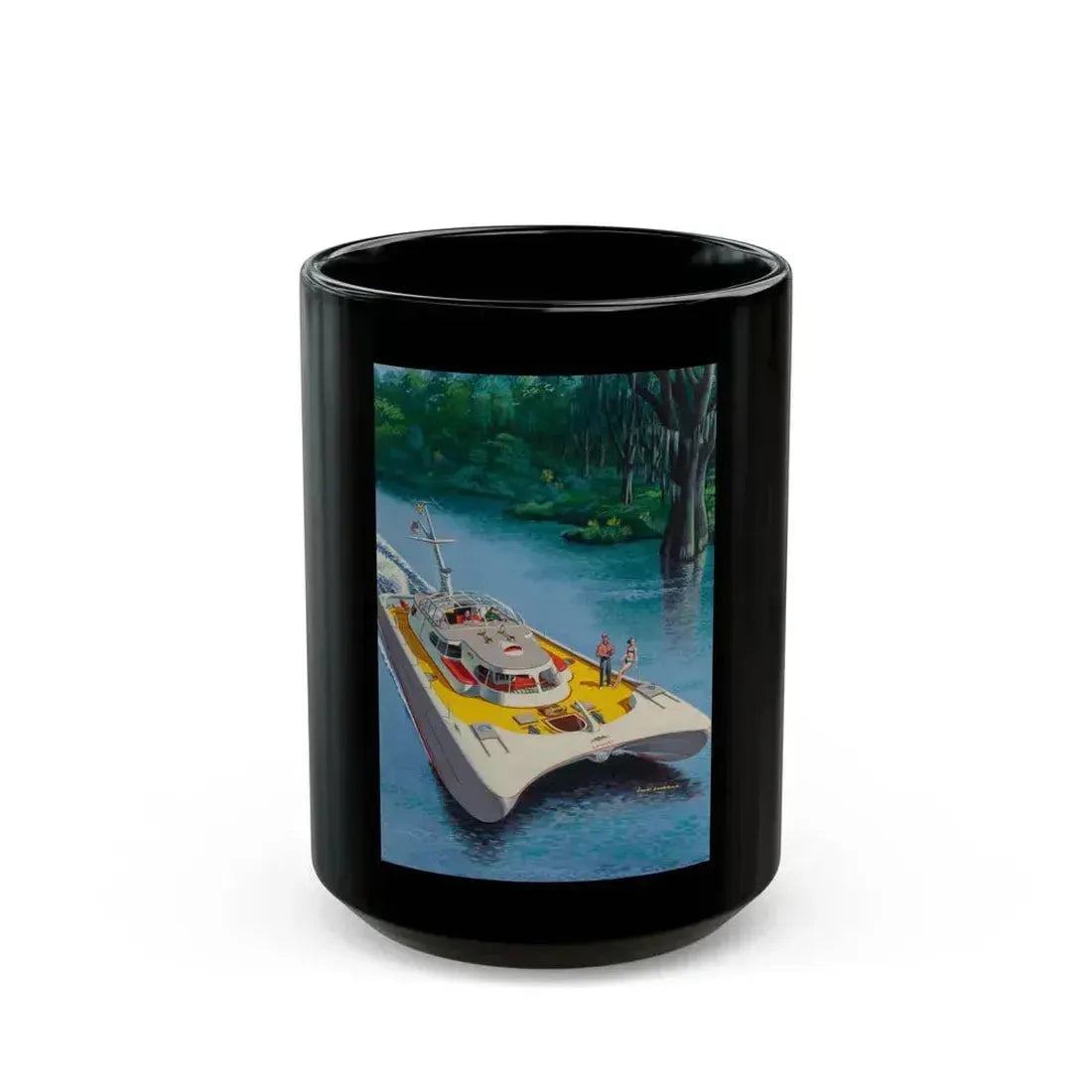 Catamaran Cruiser, Mechanix Illustrated magazine cover, March 1953 - Black Coffee Mug 15oz - Go Mug Yourself
