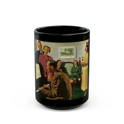 Cathered Around The Piano, 1949 - Black Coffee Mug 15oz - Go Mug Yourself