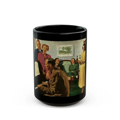 Cathered Around The Piano, 1949 - Black Coffee Mug 15oz - Go Mug Yourself