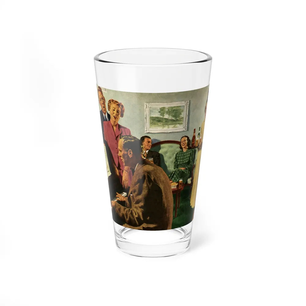 Cathered Around The Piano, 1949 (Magazine Illustration) Pint Glass 16oz-16oz-Go Mug Yourself