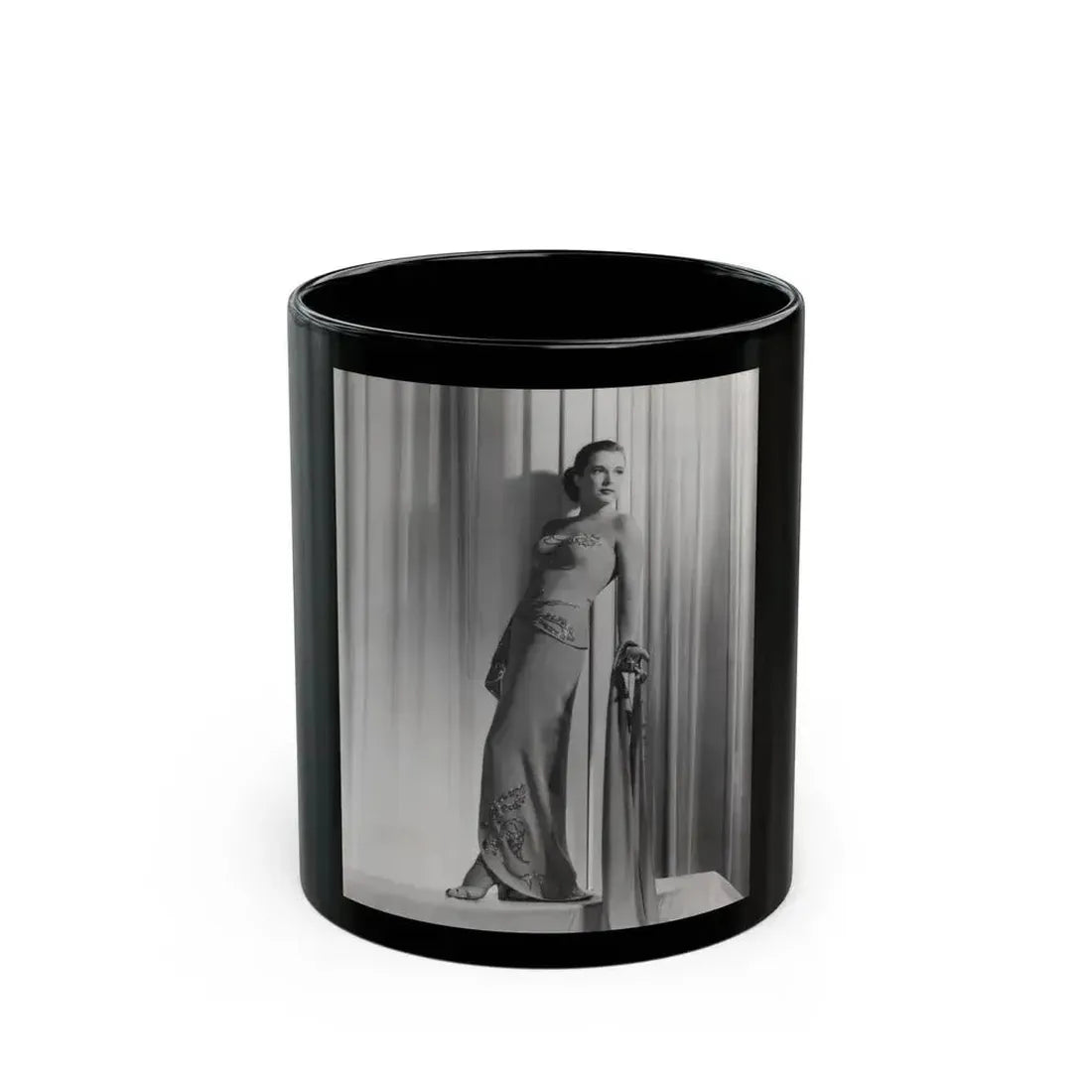 Cathy Downs #25 - Vintage 8x10 B&W 12-5-46 Full Body Glamour Photo (Vintage Female Icon) Black Coffee Mug 11oz - Go Mug Yourself