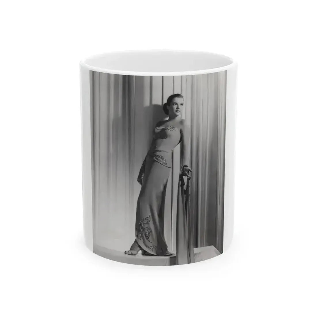 Cathy Downs #25 - Vintage 8x10 B&W 12-5-46 Full Body Glamour Photo (Vintage Female Icon) White Coffee Mug 11oz - Go Mug Yourself