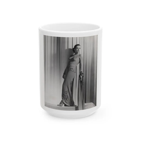 Cathy Downs #25 - Vintage 8x10 B&W 12-5-46 Full Body Glamour Photo (Vintage Female Icon) White Coffee Mug-15oz-Go Mug Yourself