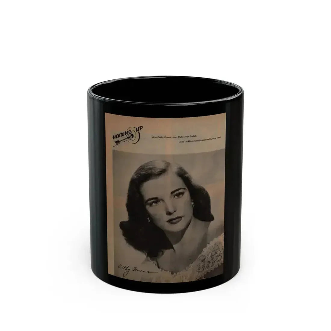 Cathy Downs #28 - 8x10 B&W Magazine Page Glamour Portrait (Vintage Female Icon) Black Coffee Mug 11oz - Go Mug Yourself