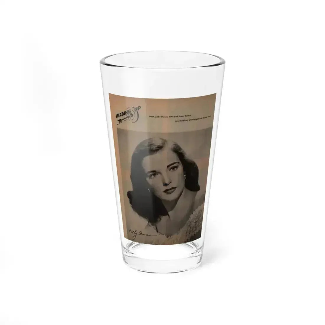 Cathy Downs #28 - 8x10 B&W Magazine Page Glamour Portrait (Vintage Female Icon) Pint Glass 16oz 16oz - Go Mug Yourself