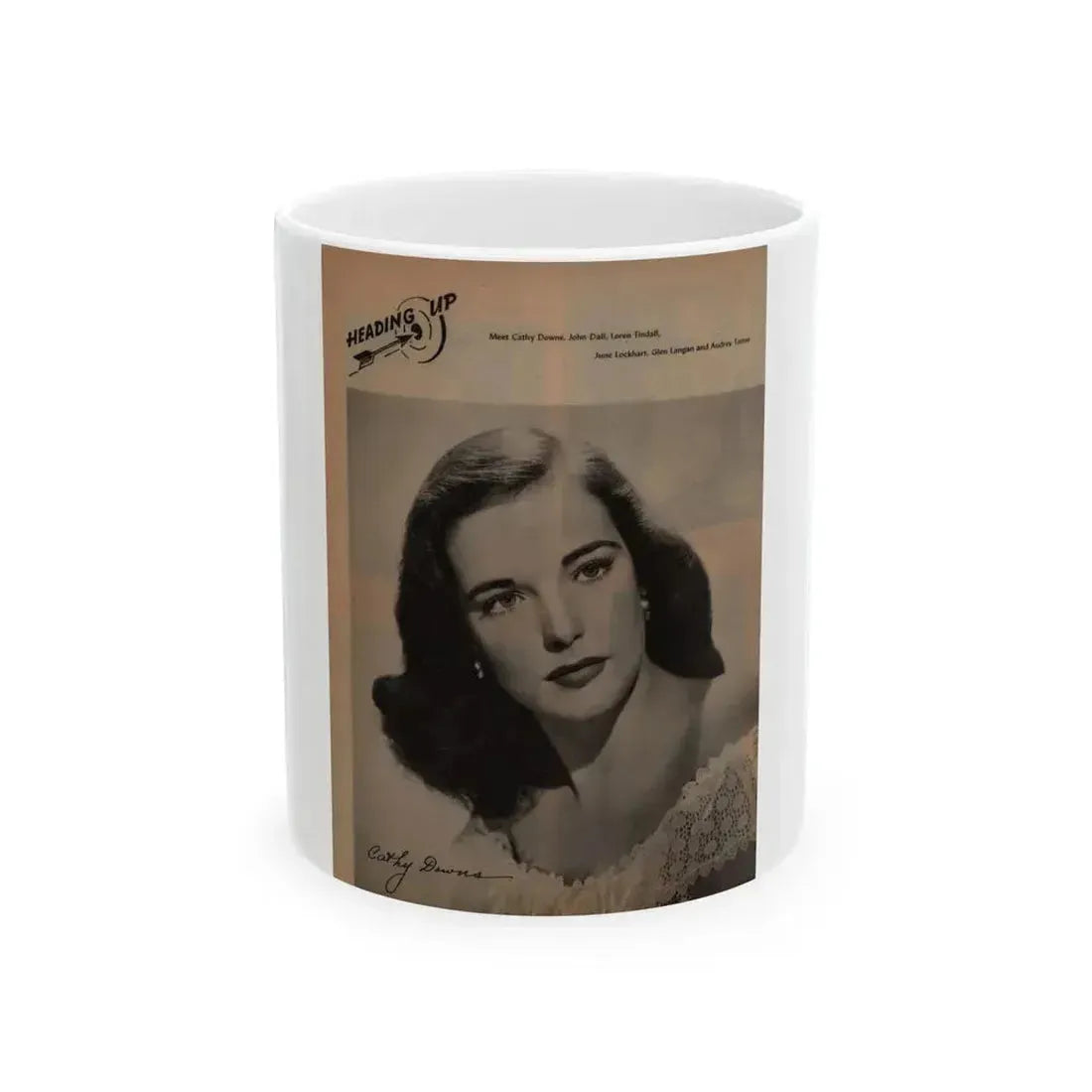 Cathy Downs #28 - 8x10 B&W Magazine Page Glamour Portrait (Vintage Female Icon) White Coffee Mug 11oz - Go Mug Yourself