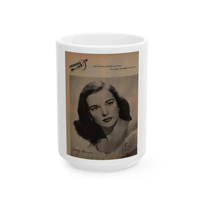 Cathy Downs #28 - 8x10 B&W Magazine Page Glamour Portrait (Vintage Female Icon) White Coffee Mug 15oz - Go Mug Yourself