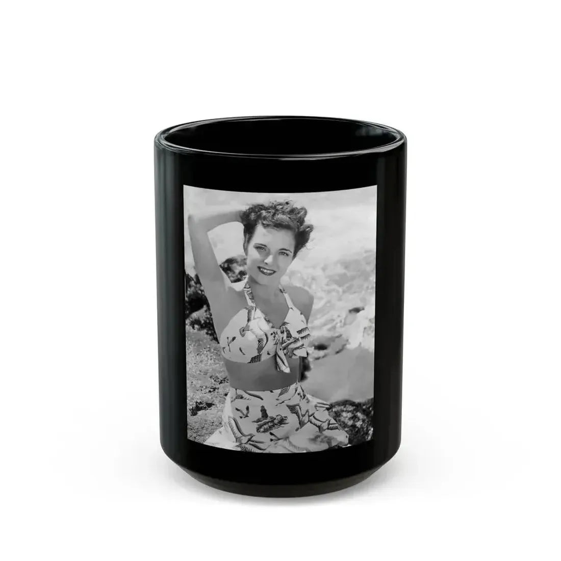 Cathy Downs #35 (Vintage Female Icon) Black Coffee Mug 15oz - Go Mug Yourself
