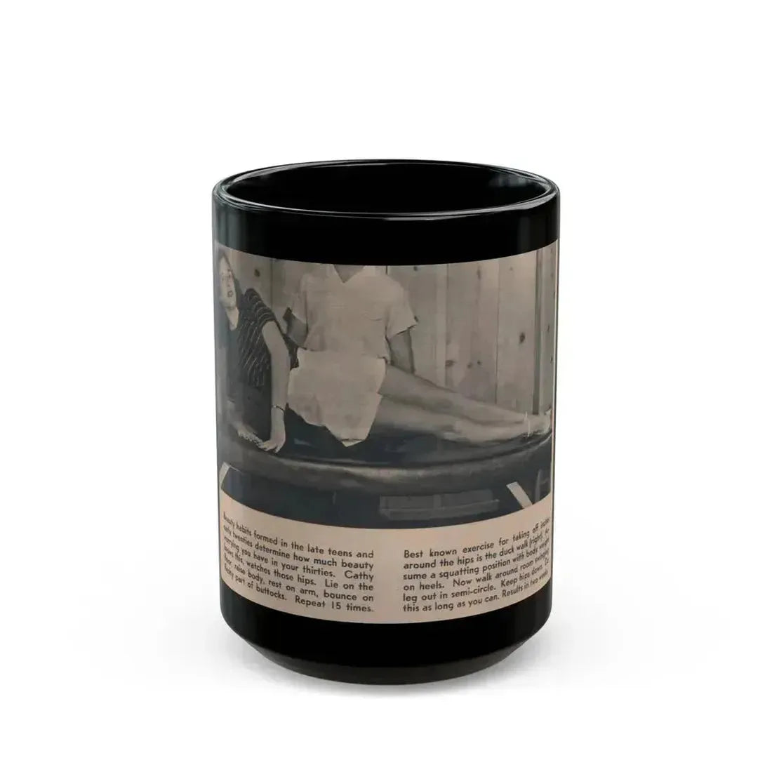 Cathy Downs #51 - Magazine Page Photo & Short Paragraphs (Vintage Female Icon) Black Coffee Mug 15oz - Go Mug Yourself